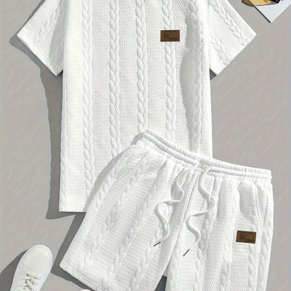 Camiseta de manga curta e shorts com cordão - Marrom, Conjunto de verão - Kolazi