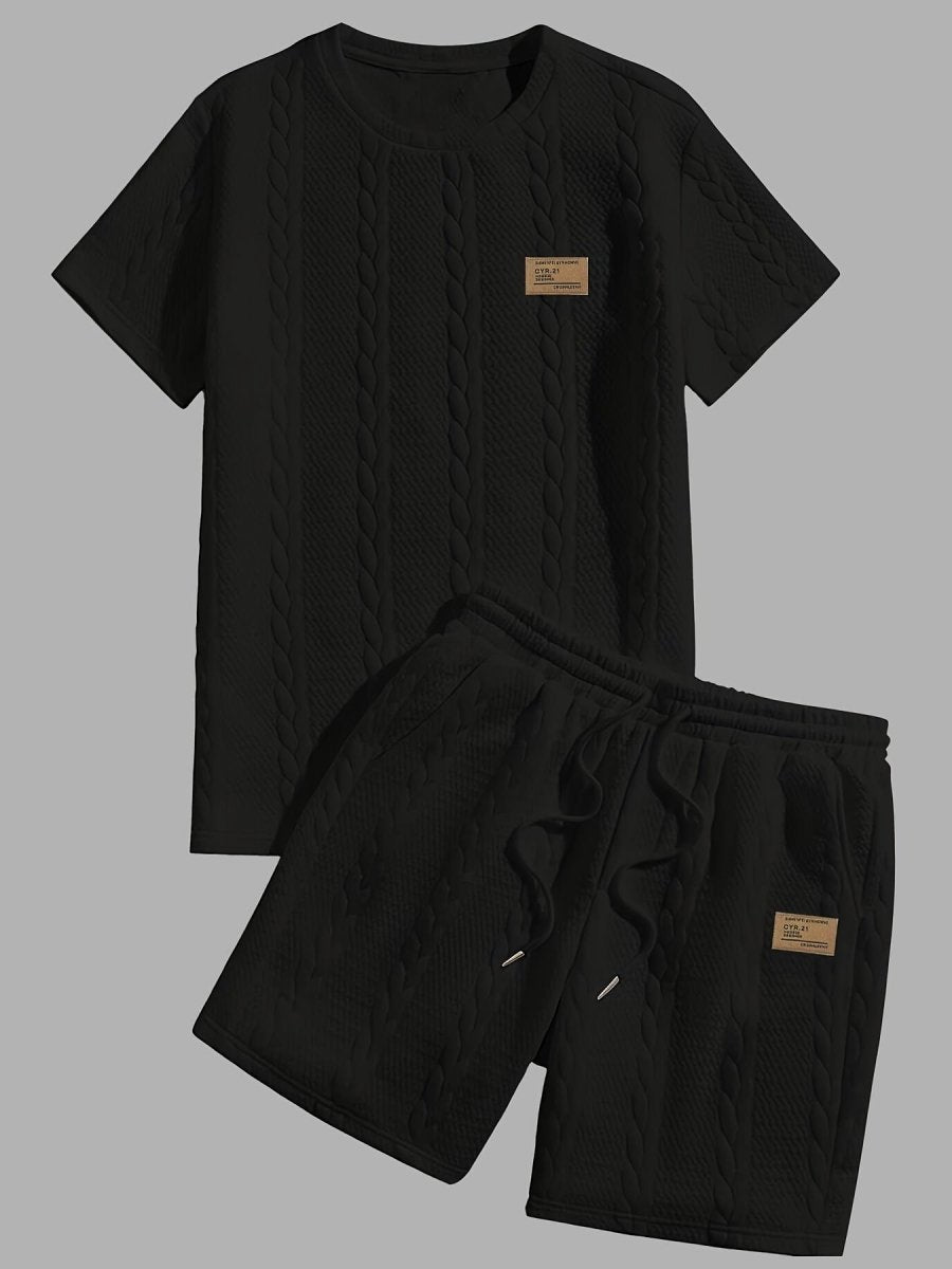 Camiseta de manga curta e shorts com cordão - Marrom, Conjunto de verão - Kolazi