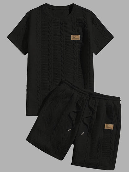 Camiseta de manga curta e shorts com cordão - Marrom, Conjunto de verão - Kolazi