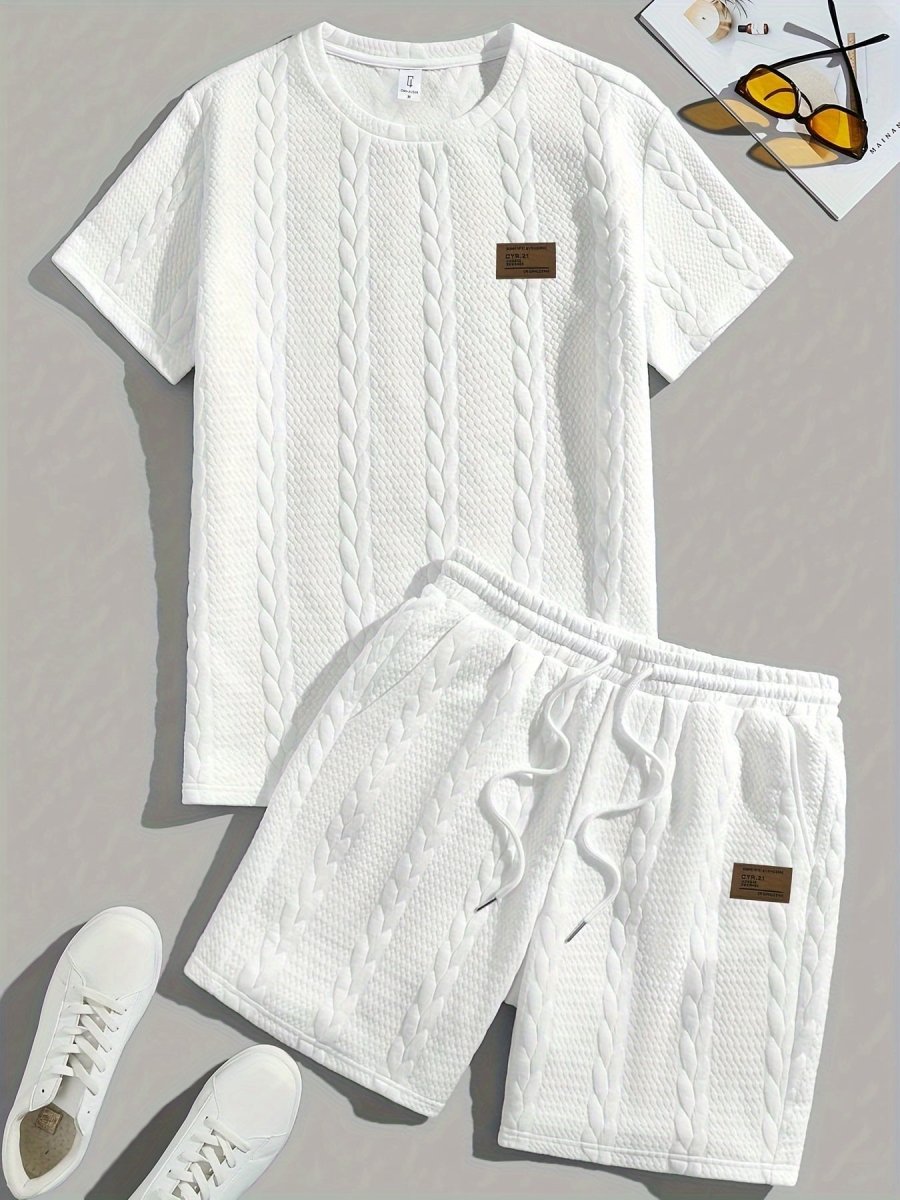 Camiseta de manga curta e shorts com cordão - Marrom, Conjunto de verão - Kolazi