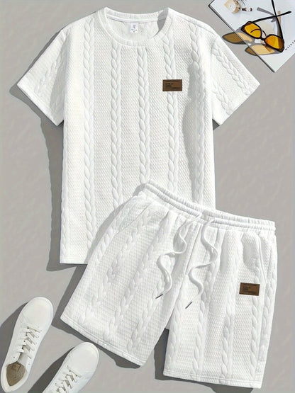 Camiseta de manga curta e shorts com cordão - Marrom, Conjunto de verão - Kolazi