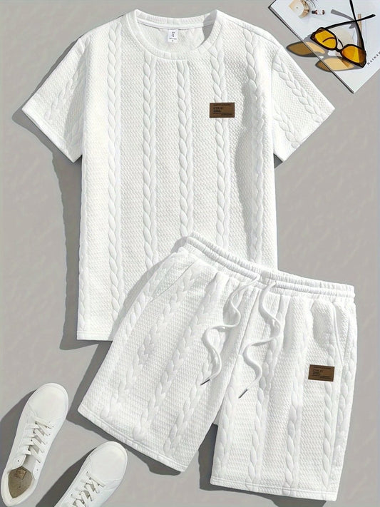 Camiseta de manga curta e shorts com cordão - Marrom, Conjunto de verão - Kolazi