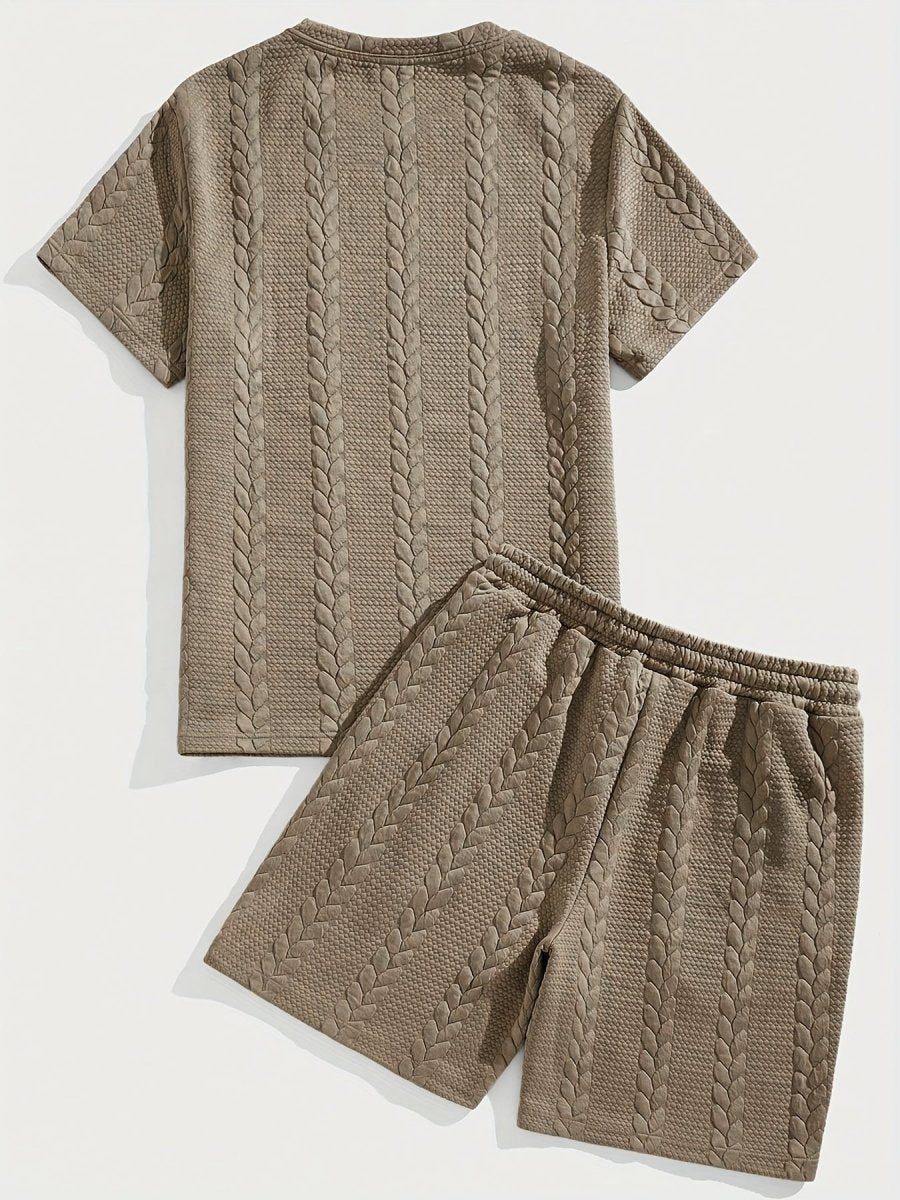 Camiseta de manga curta e shorts com cordão - Marrom, Conjunto de verão - Kolazi