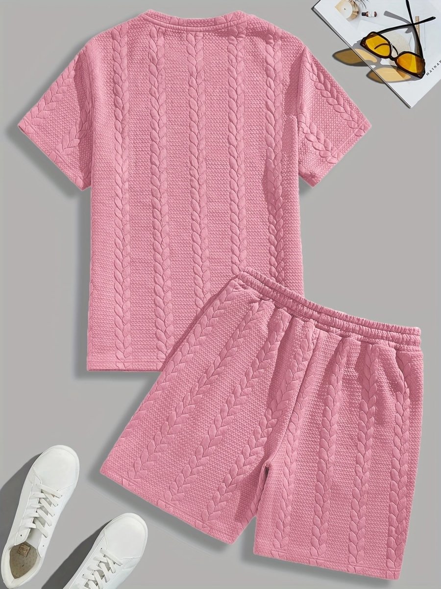 Camiseta de manga curta e shorts com cordão - Marrom, Conjunto de verão - Kolazi