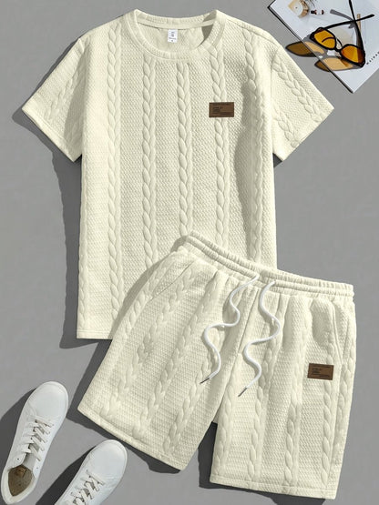 Camiseta de manga curta e shorts com cordão - Marrom, Conjunto de verão - Kolazi