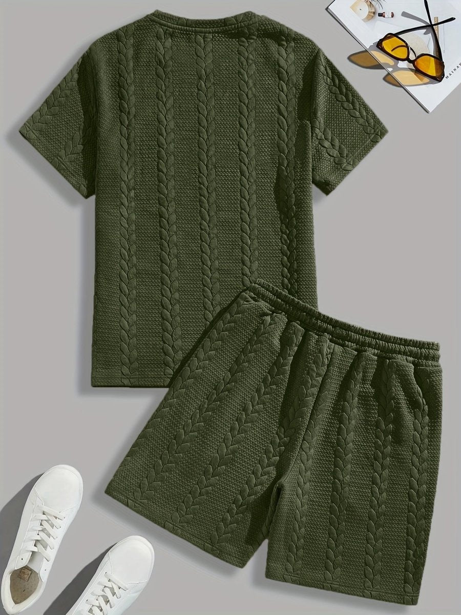 Camiseta de manga curta e shorts com cordão - Marrom, Conjunto de verão - Kolazi