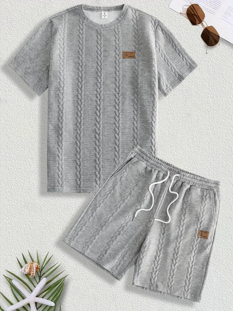 Camiseta de manga curta e shorts com cordão - Marrom, Conjunto de verão - Kolazi