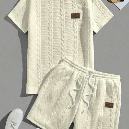Camiseta de manga curta e shorts com cordão - Marrom, Conjunto de verão - Kolazi
